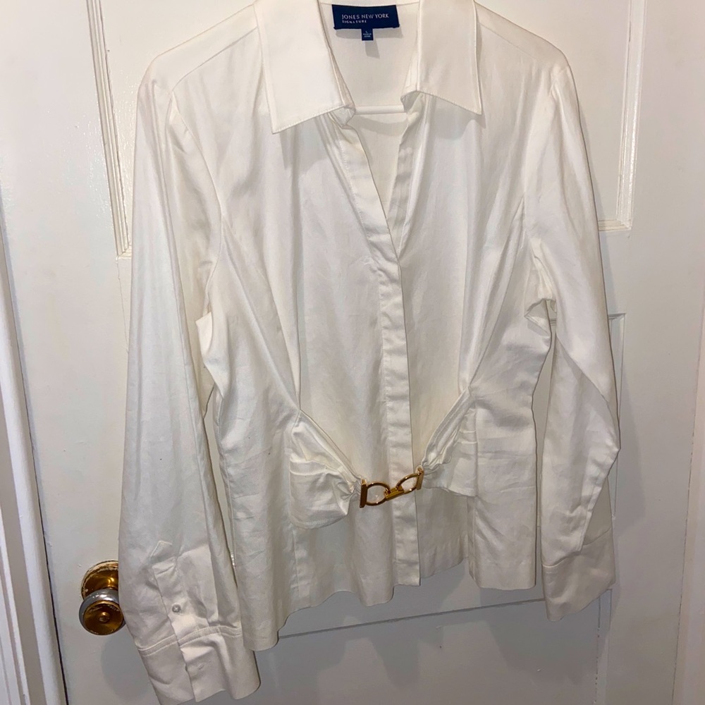 White + gold shirt